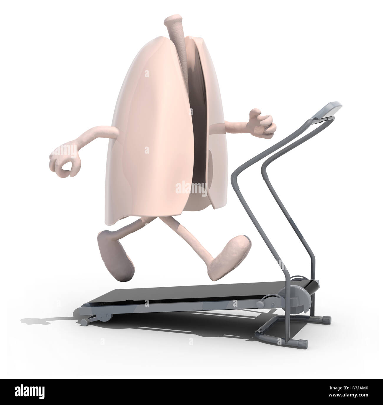 lungs with arms and legs on running machine, 3d illustration Stock Photo