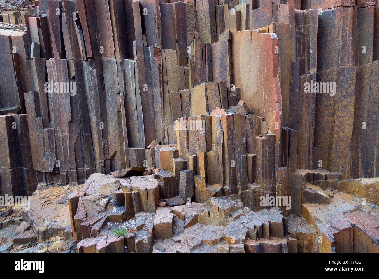 Basalt columns at Twyfelfontein, Damaraland,Namibia Stock Photo