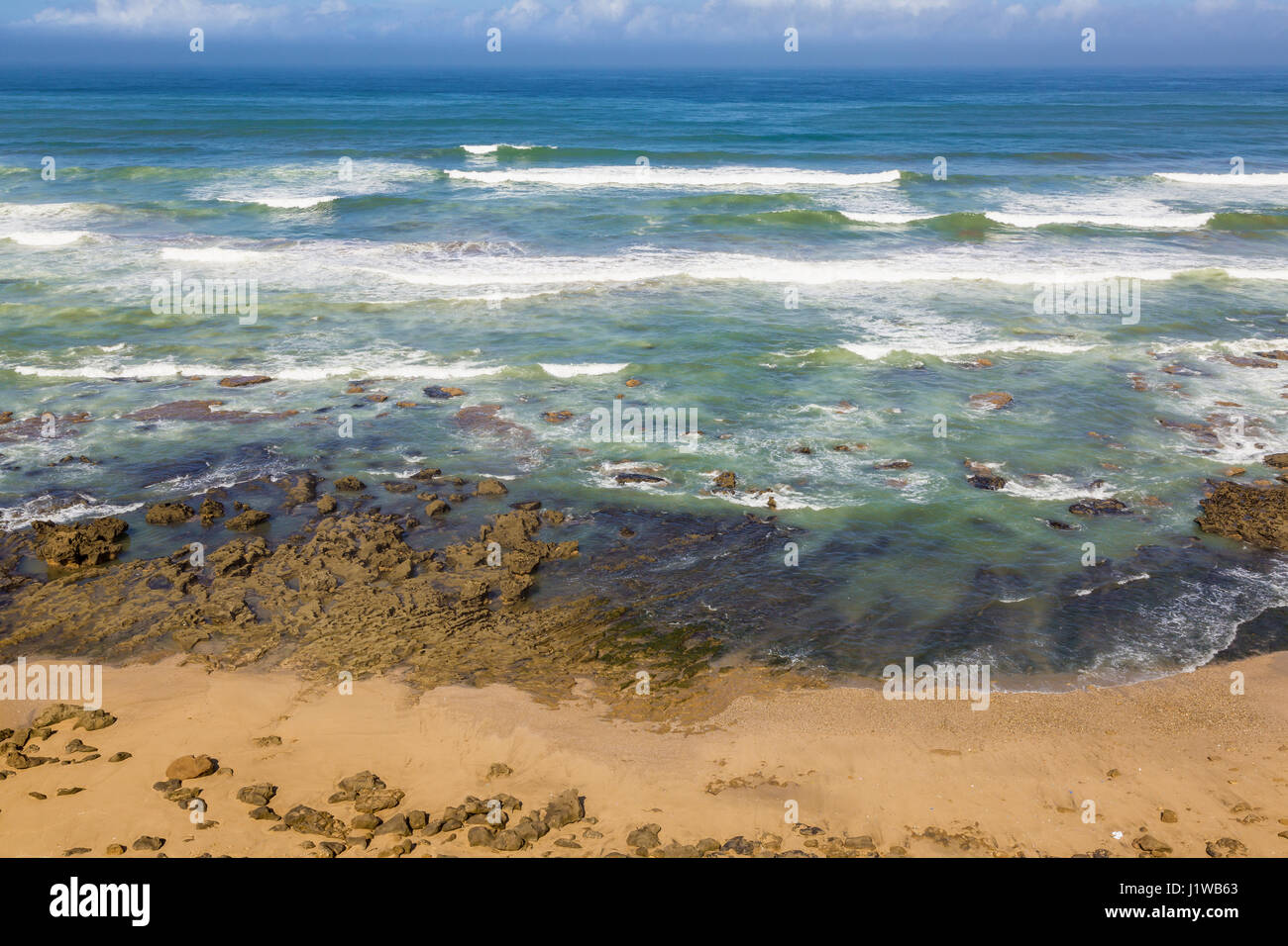 Beach on stormy Atlantic coast near Rabat-Sale, Morocco Stock Photo