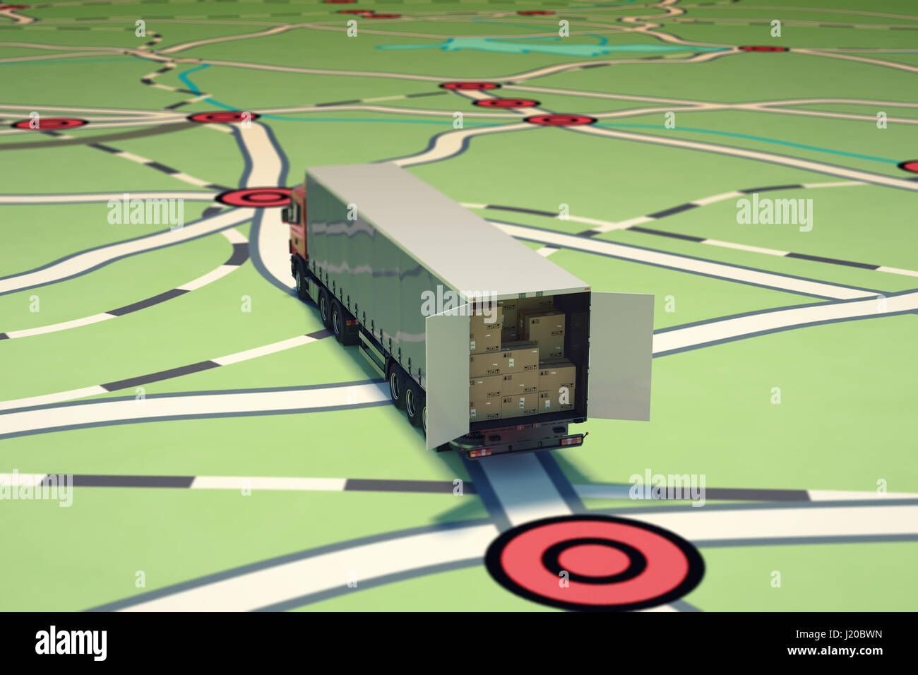 GPS tracking and shipment. 3D Rendering Stock Photo