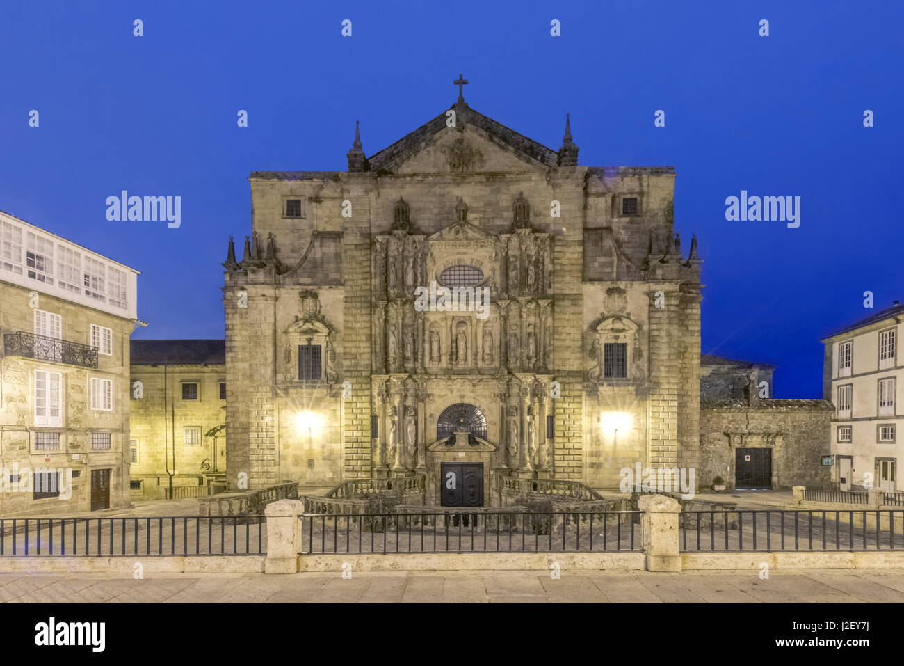 Spain, Santiago de Compostela, Monastery of San Martino Pinario Church at Dawn (Large format sizes available) Stock Photo