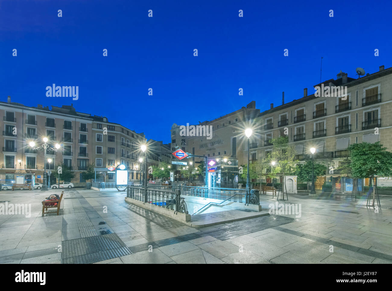 Spain, Madrid, Opera Metro Station at Dawn (Large format sizes available) Stock Photo