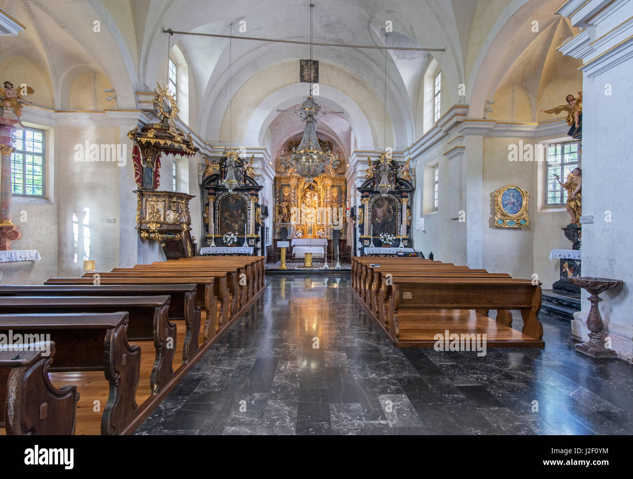 Slovenia, Bled, Assumption of Mary Church (Large format sizes available) Stock Photo