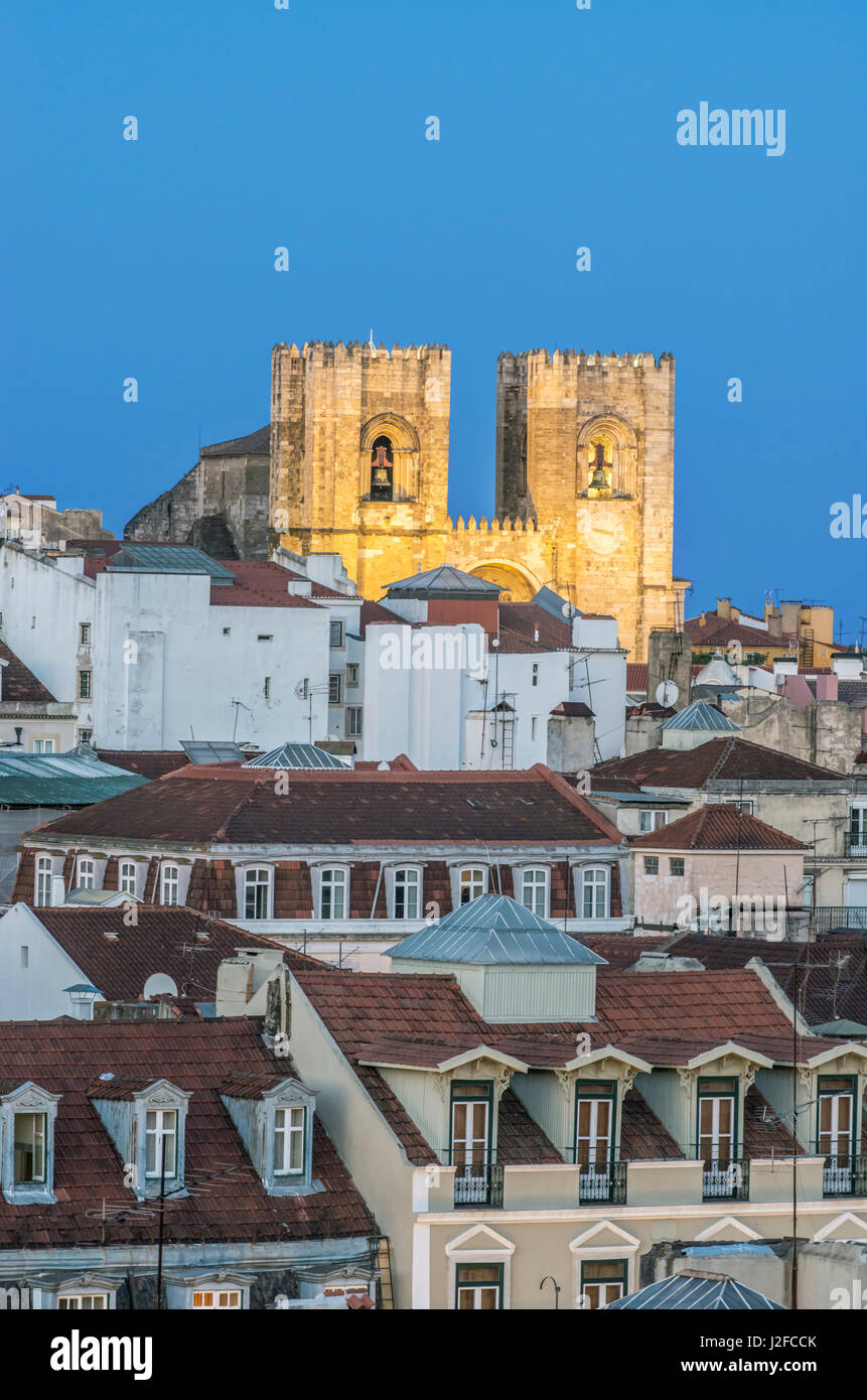 Portugal, Lisbon, Lisbon Cathedral at Dusk (Large format sizes available) Stock Photo