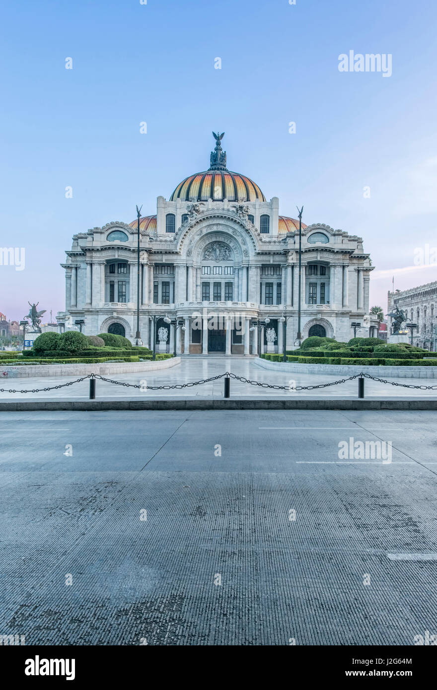 Mexico, Mexico City, Palacio de Bella Artes (Palace of Fine Arts) at Dawn (Large format sizes available) Stock Photo