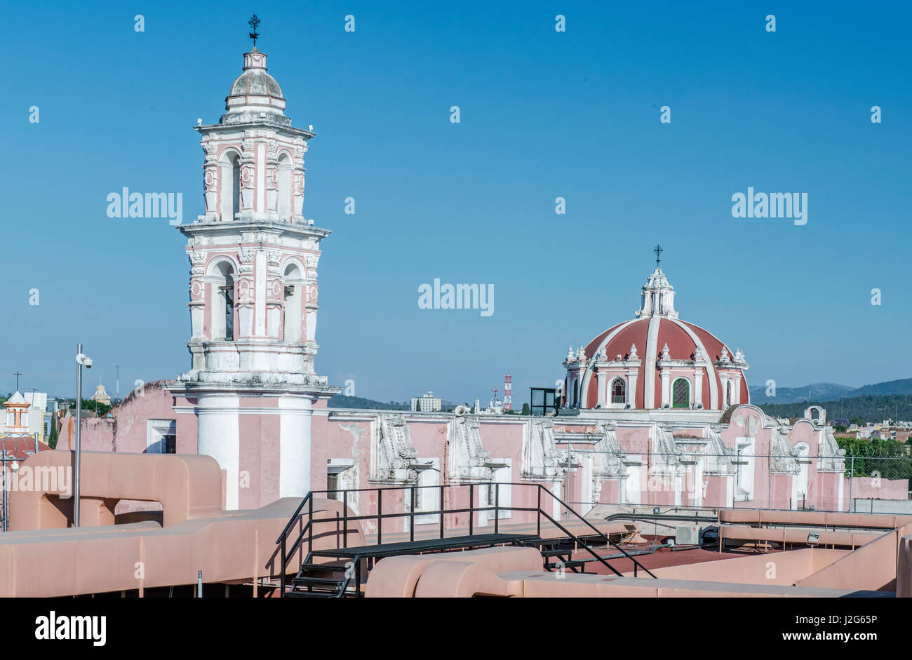 Mexico, Puebla, Rooftops of the Historic District (Large format sizes available) Stock Photo