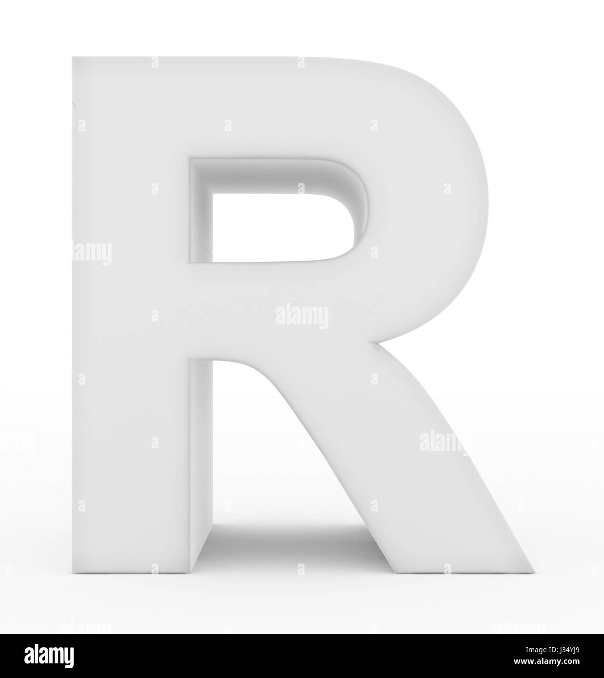 letter R 3d white isolated on white - 3d rendering Stock Photo