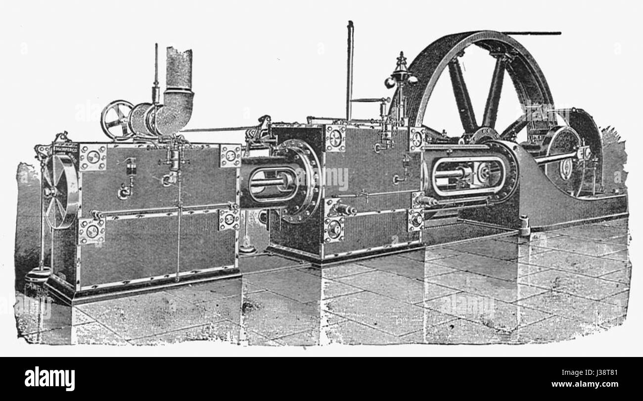 Cooper Corliss tandem compound engine (New Catechism of the Steam Engine, 1904) Stock Photo