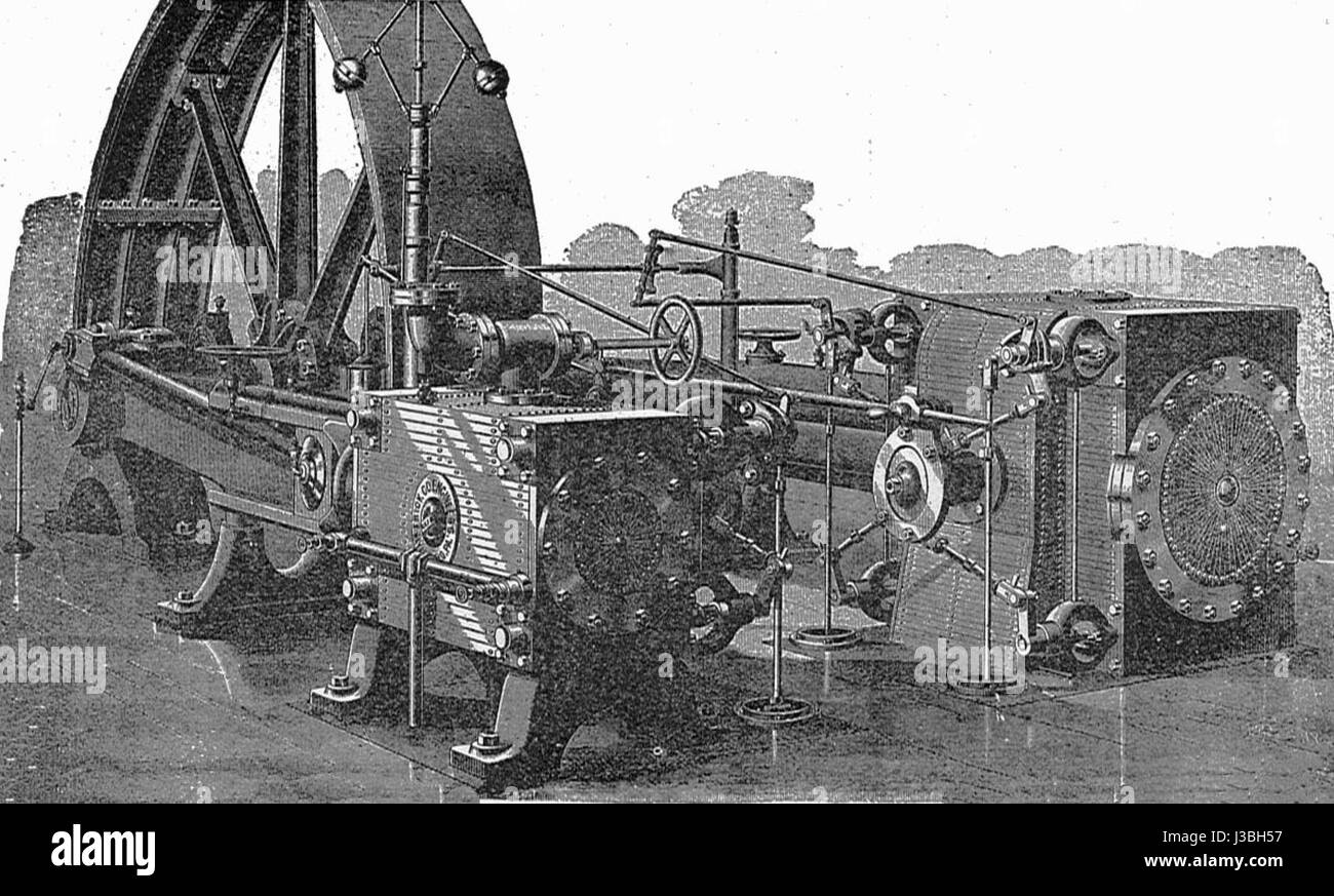 Eclipse cross compound Corliss engine (New Catechism of the Steam Engine, 1904) Stock Photo