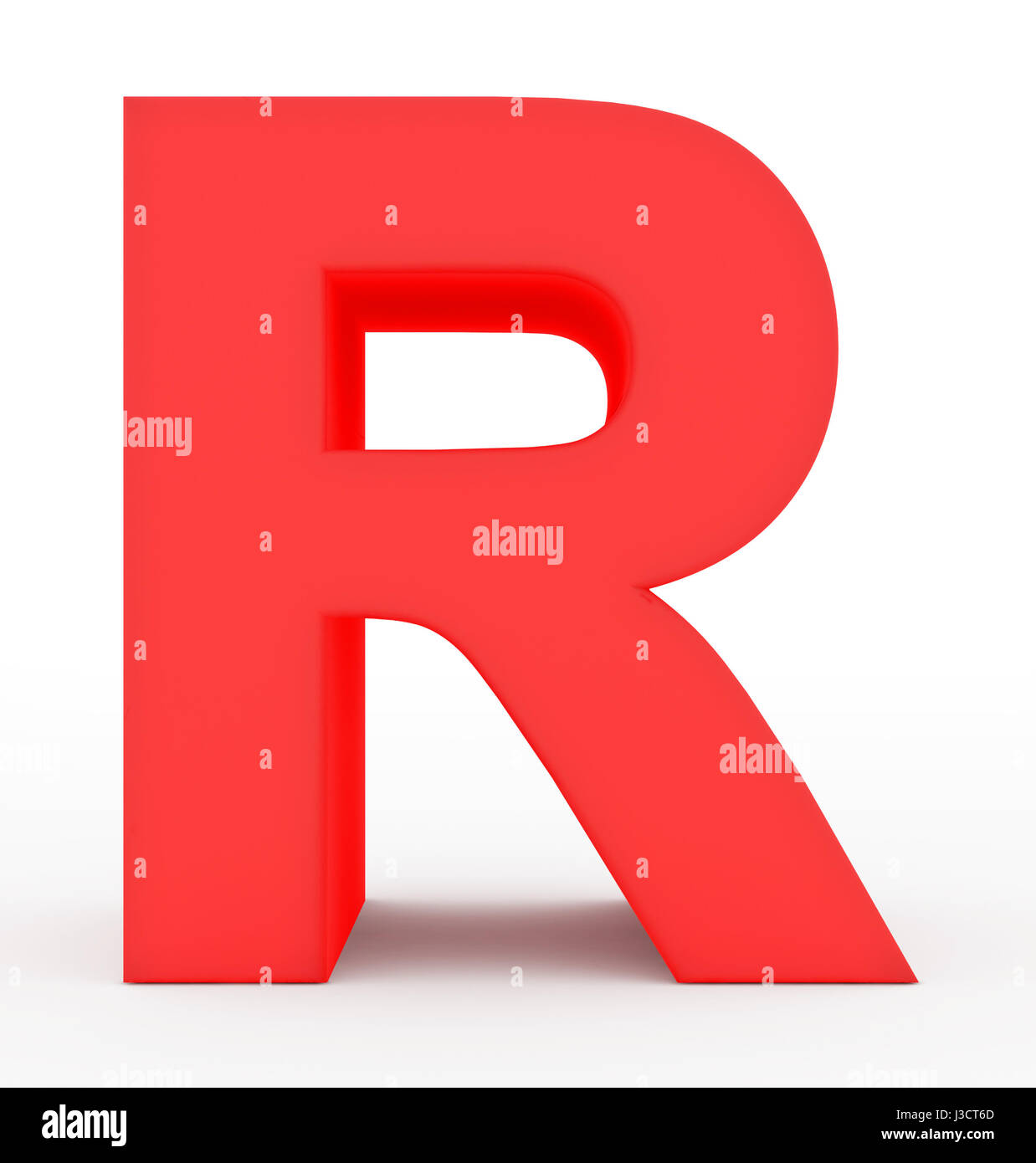 letter R 3d red isolated on white - 3d rendering Stock Photo