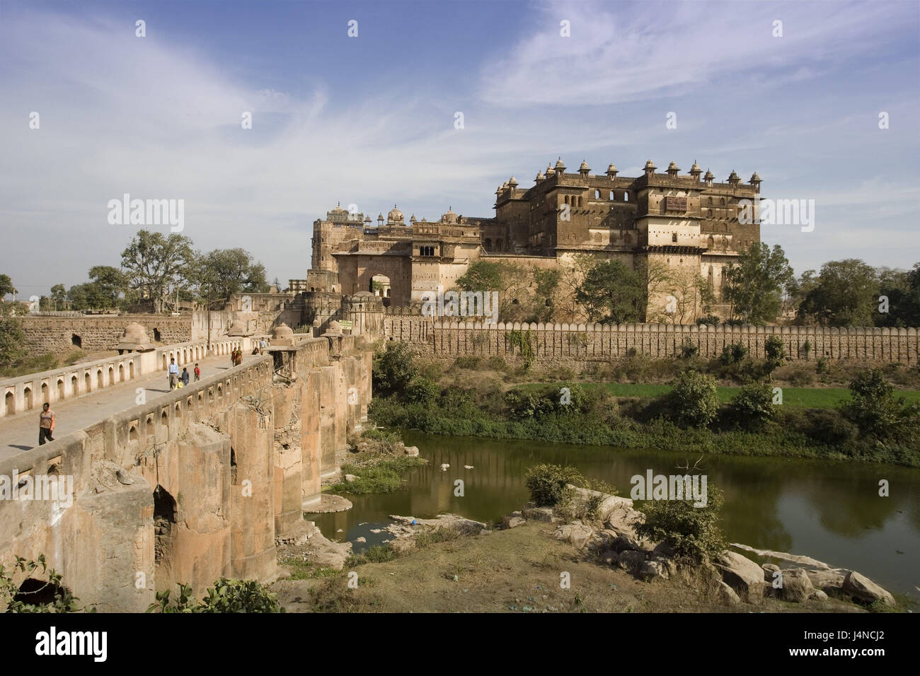 India, Madhya Pradesh, Orcha, Raj Mandir, Mahal, Stock Photo