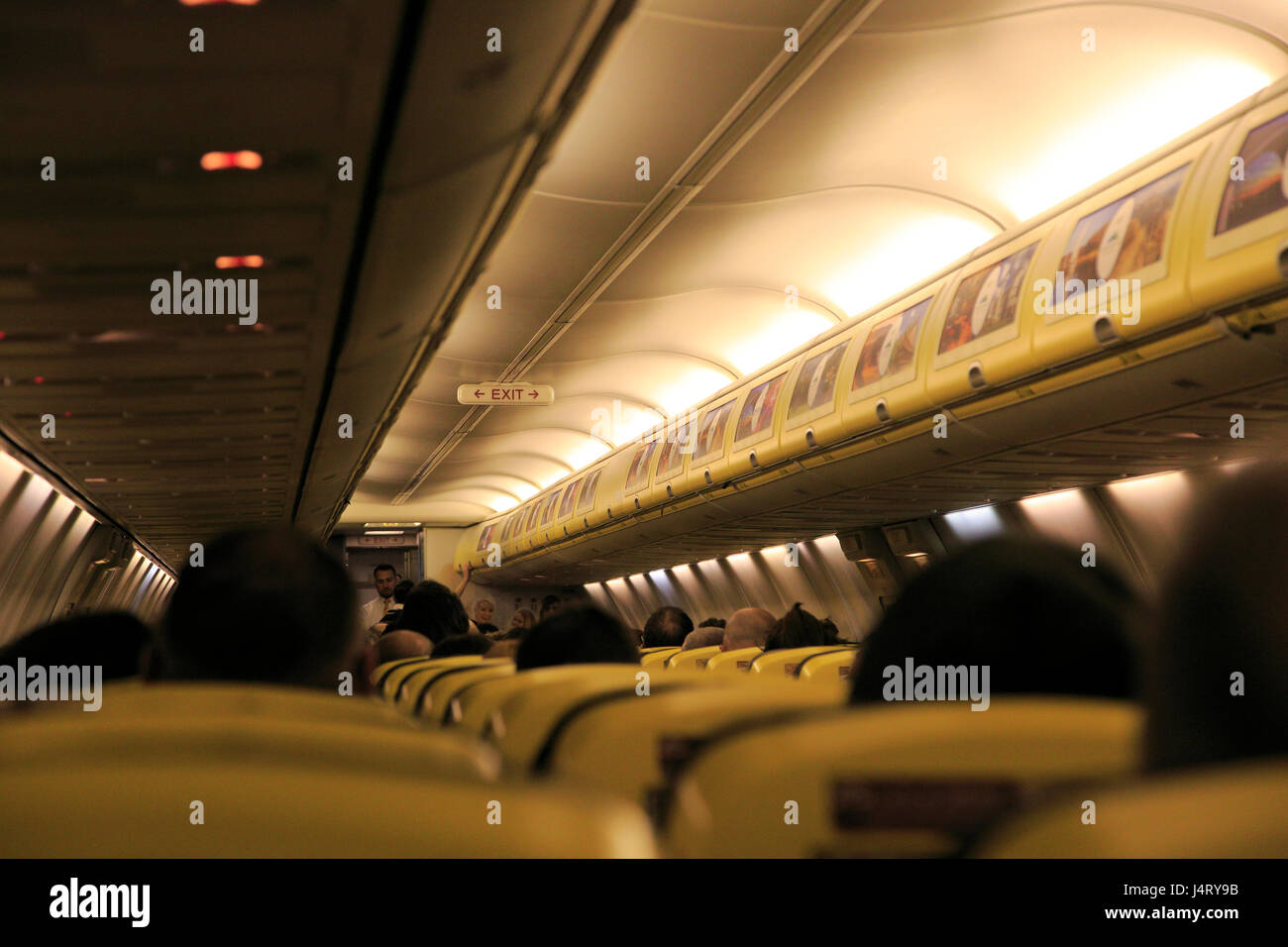 Inside Ryanair plane at Stansted airport, Essex, England, UK Stock ...