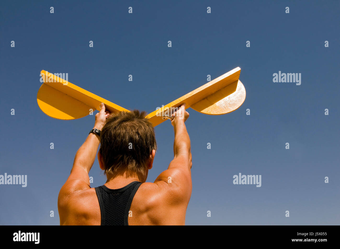 woman sport sports back poor man to give a jerk originator starting point spine Stock Photo