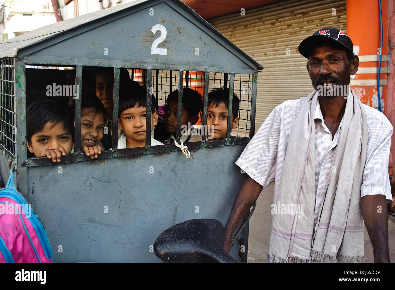 Light vehicle to take children to school ( India) Stock Photo