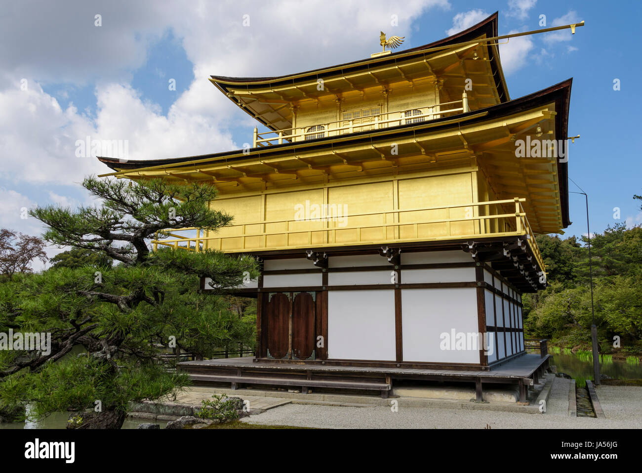 Golden Pavilion, Kyoto, Japanese architecture. Mirror Pond. Typical Japanese garden and architecture. Stock Photo