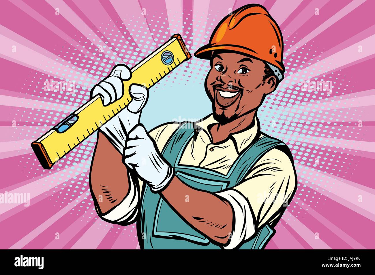 Construction worker with level Stock Vector