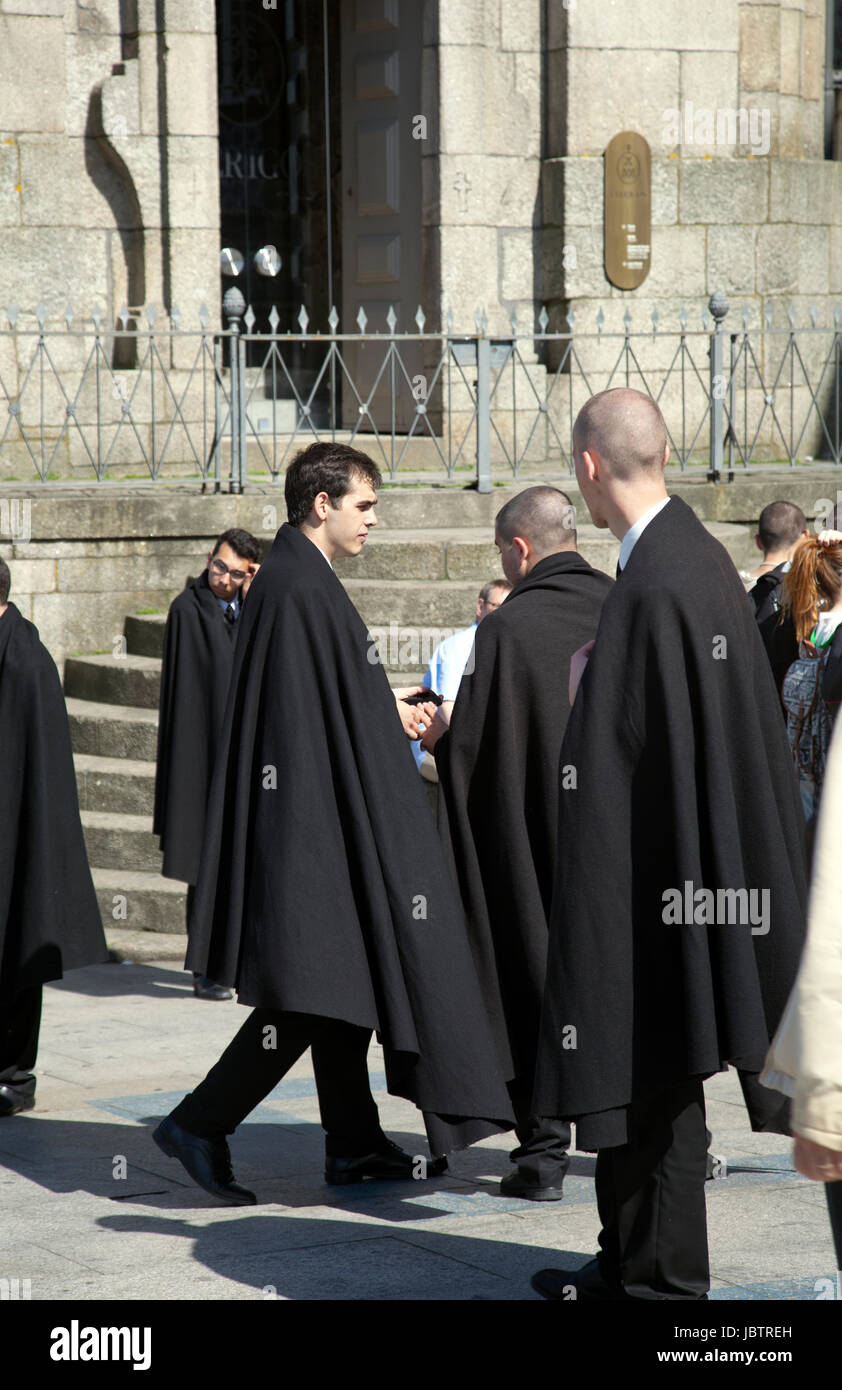 University Students with Black Capes on Rua dos Clerigos in Porto - Portugal Stock Photo