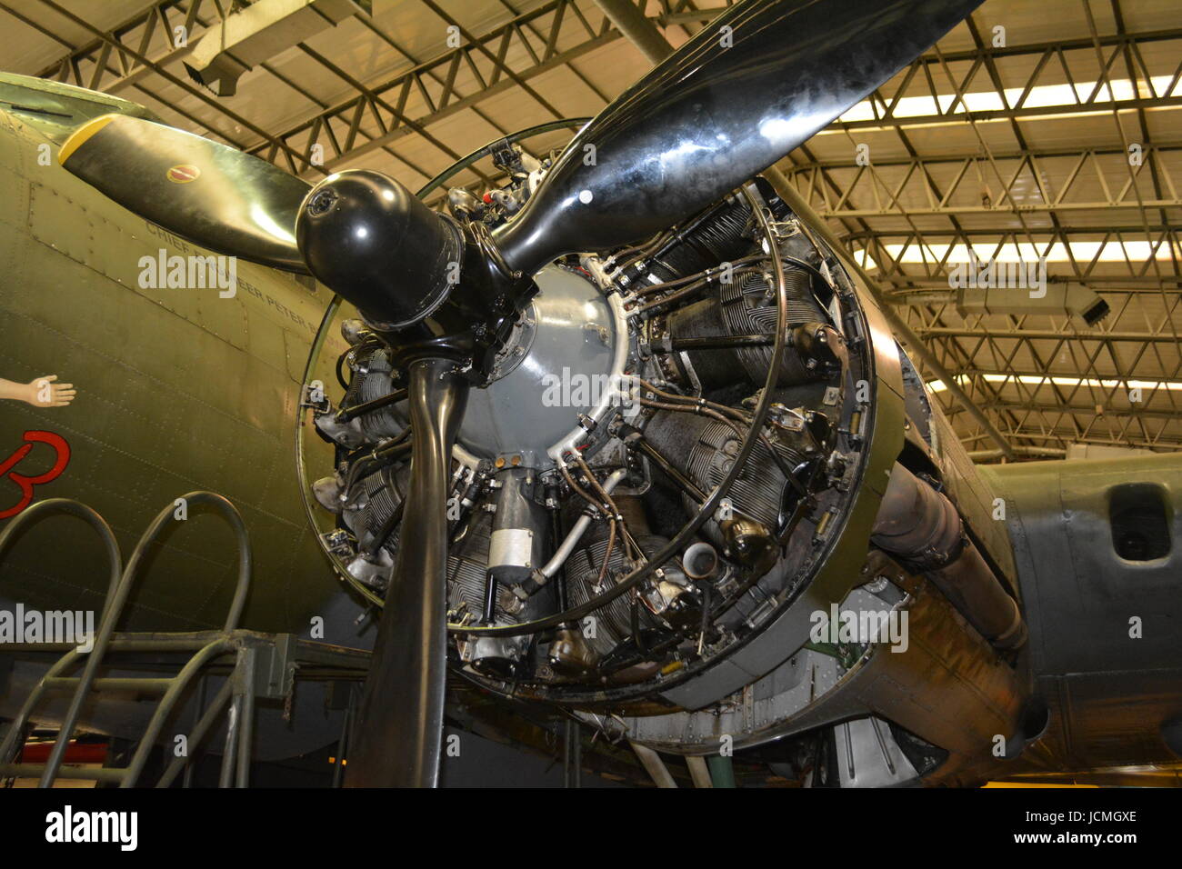 B 17 Flying Fortress Sally B Memphis Bell engine close up Stock Photo