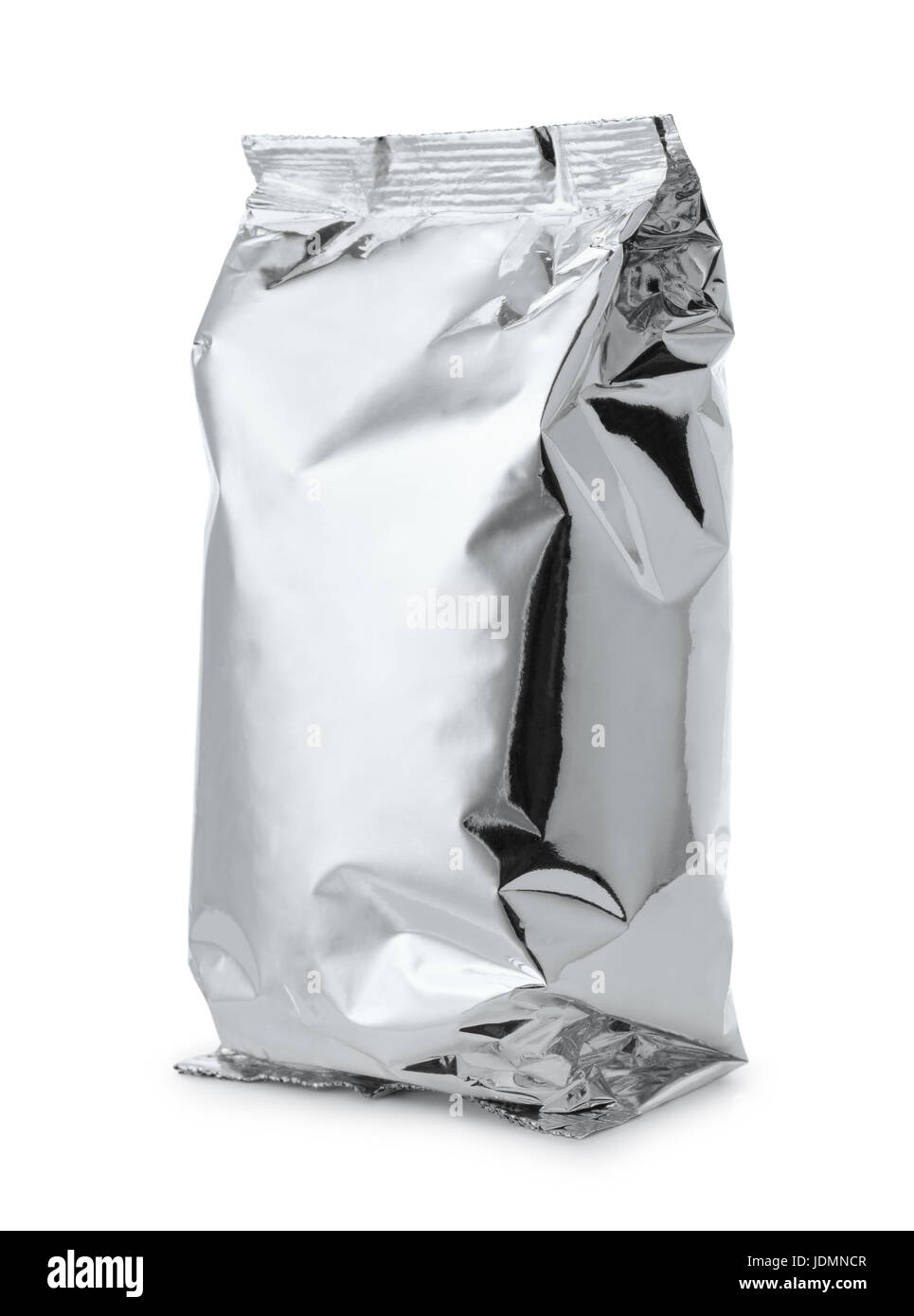 Silver foil food bag isolated on white Stock Photo