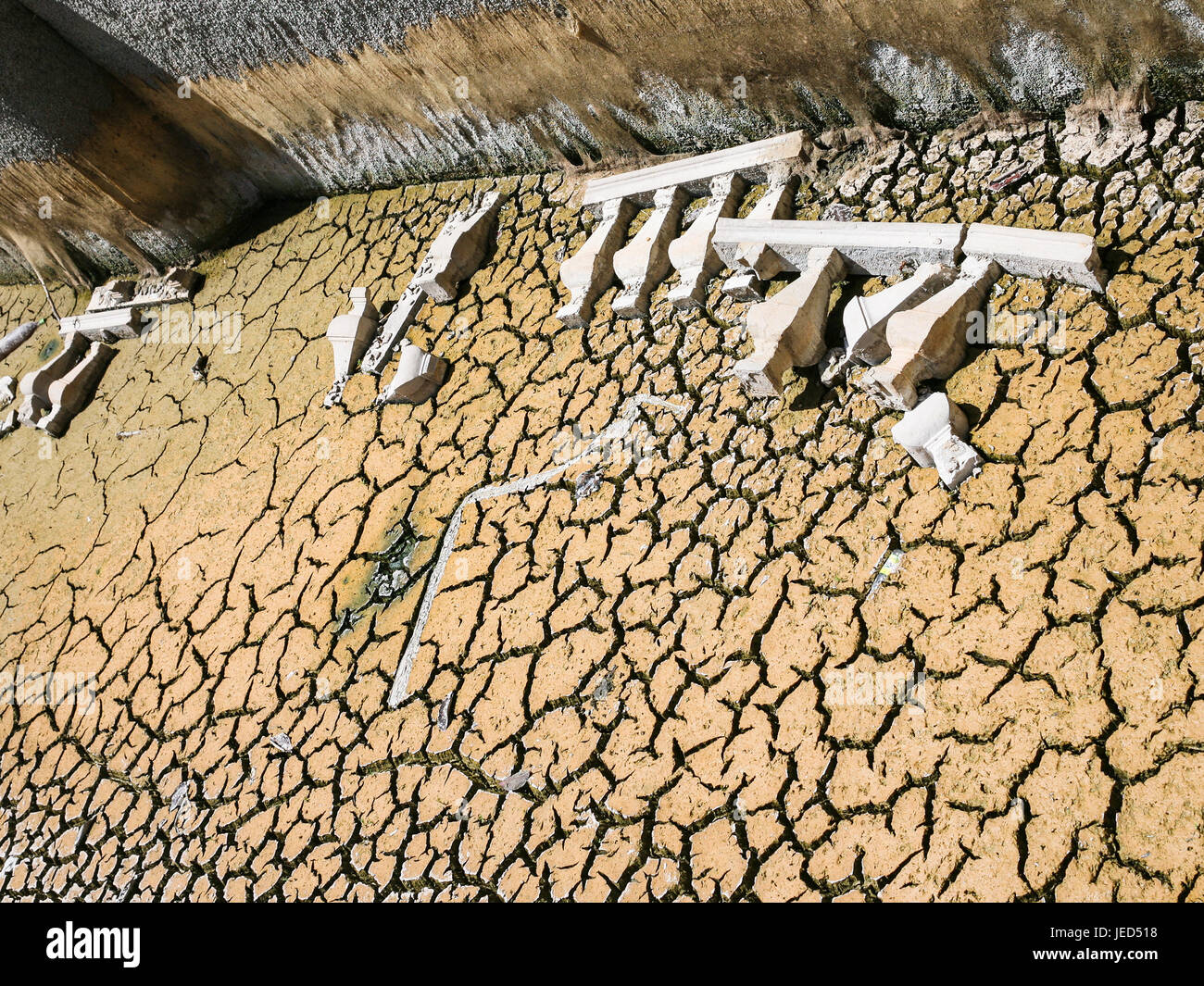 ESTOI, PORTUGAL - JUNE 21, 2006: Dried pool in garden Estoi Palace (Palacio de Estoi, Pousada de Faro) in Estoi village. The Palace of Estoi is rococo Stock Photo