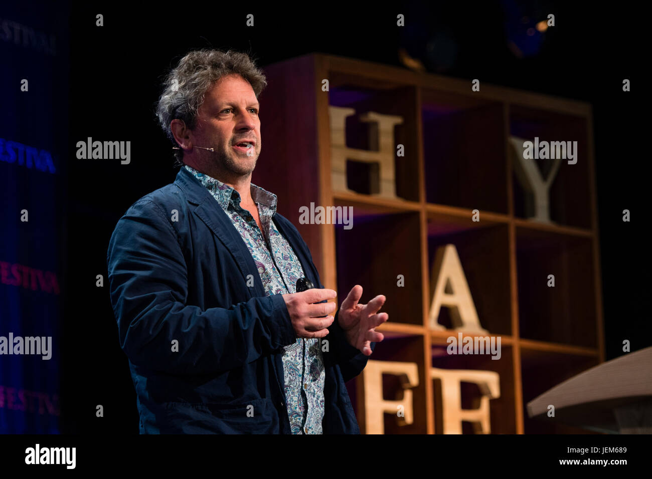 David M Pyle , University of Oxford, Oxford professor, expert in Volcanology, Petrology, Geochemistry, author of 'Volcanoes: Encounters Through the Ages'  - appearing  at the 2017 Hay Festival of Literature and the Arts, Hay on Wye, Wales UK Stock Photo