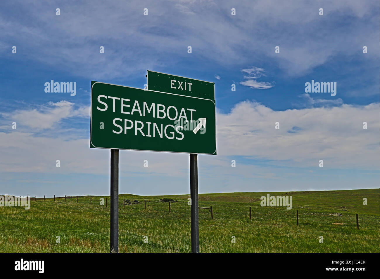 US Highway Exit Sign for Steamboat Springs Stock Photo