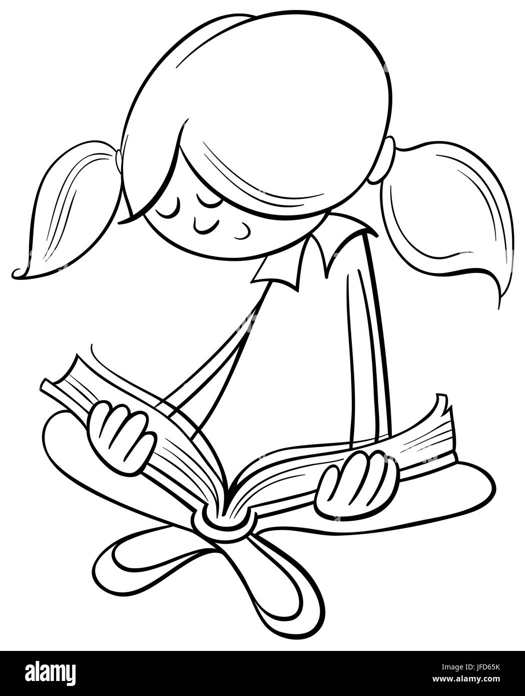 Girl Reading Coloring Pages