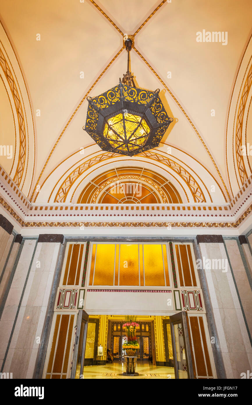 China, Shanghai, The Bund, Fairmont Peace Hotel, Lobby Stock Photo