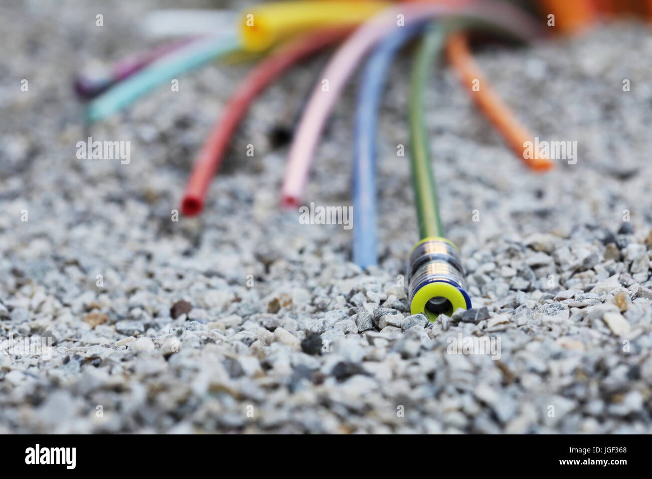 Some Cable at a fiber optic broadband construction site Stock Photo