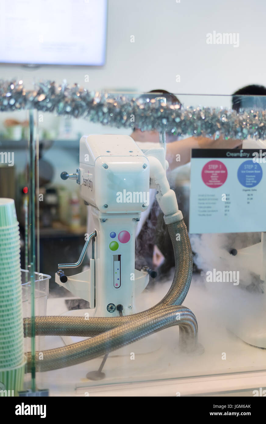 Nitrogen Ice Cream being prepared Stock Photo