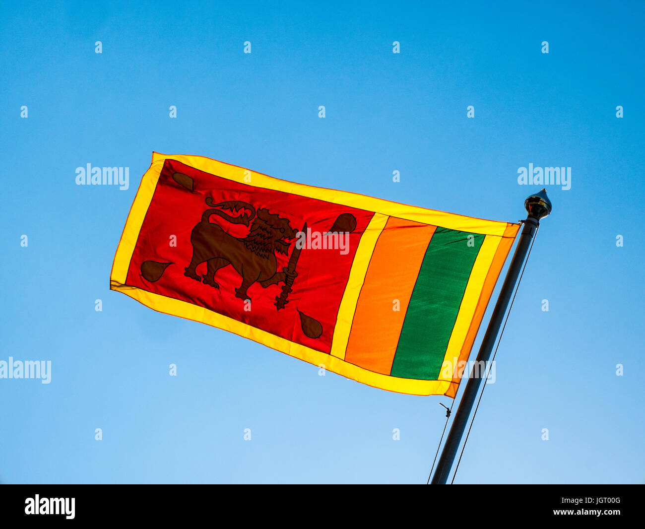 Sri Lanken Flag, Sri Lanken Embassy, London, England Stock Photo