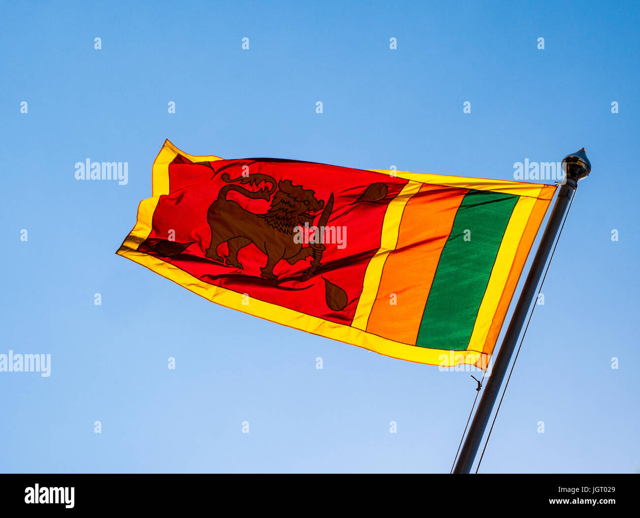 Sri Lanken Flag, Sri Lanken Embassy, London, England Stock Photo