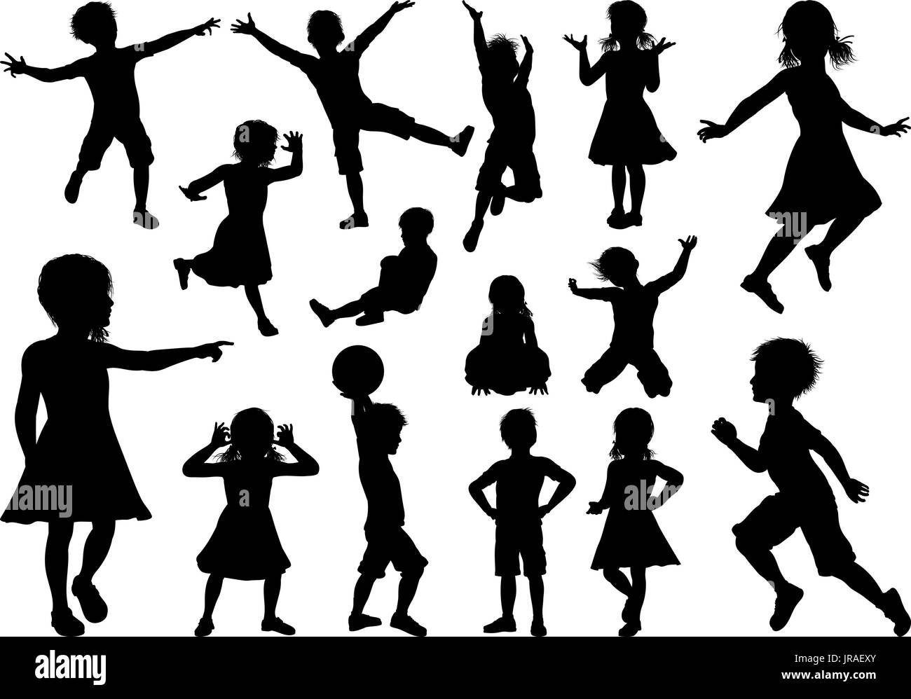 Children Silhouette Set Stock Vector