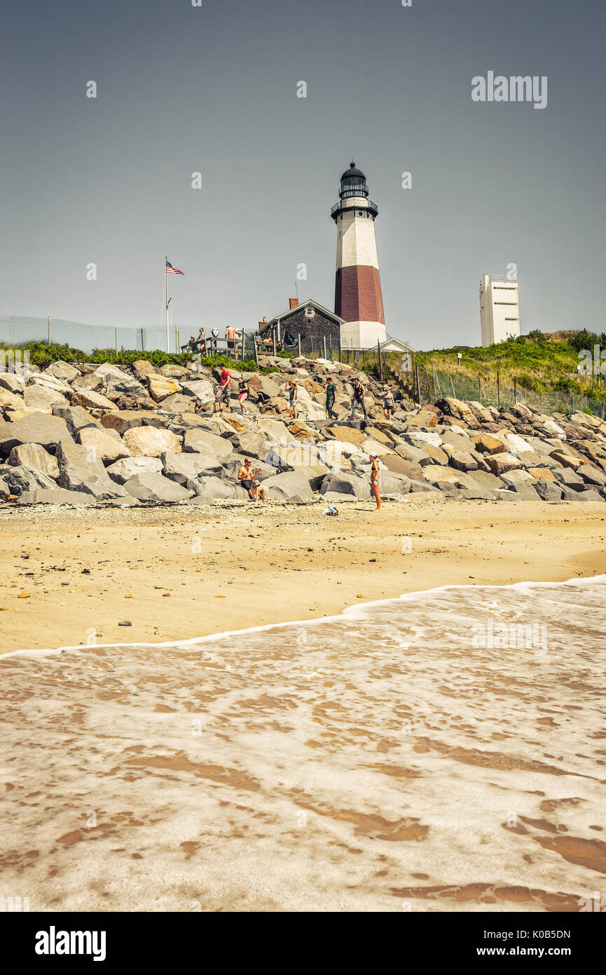 Montauk point lighthouse, Long Island Stock Photo