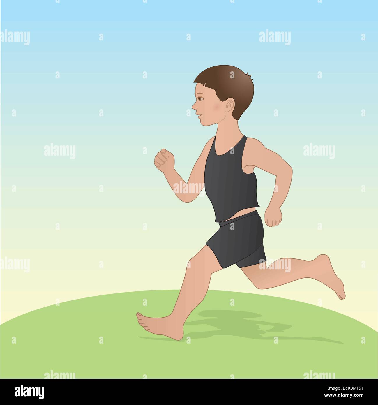 Vector Illustration of a boy running Stock Vector