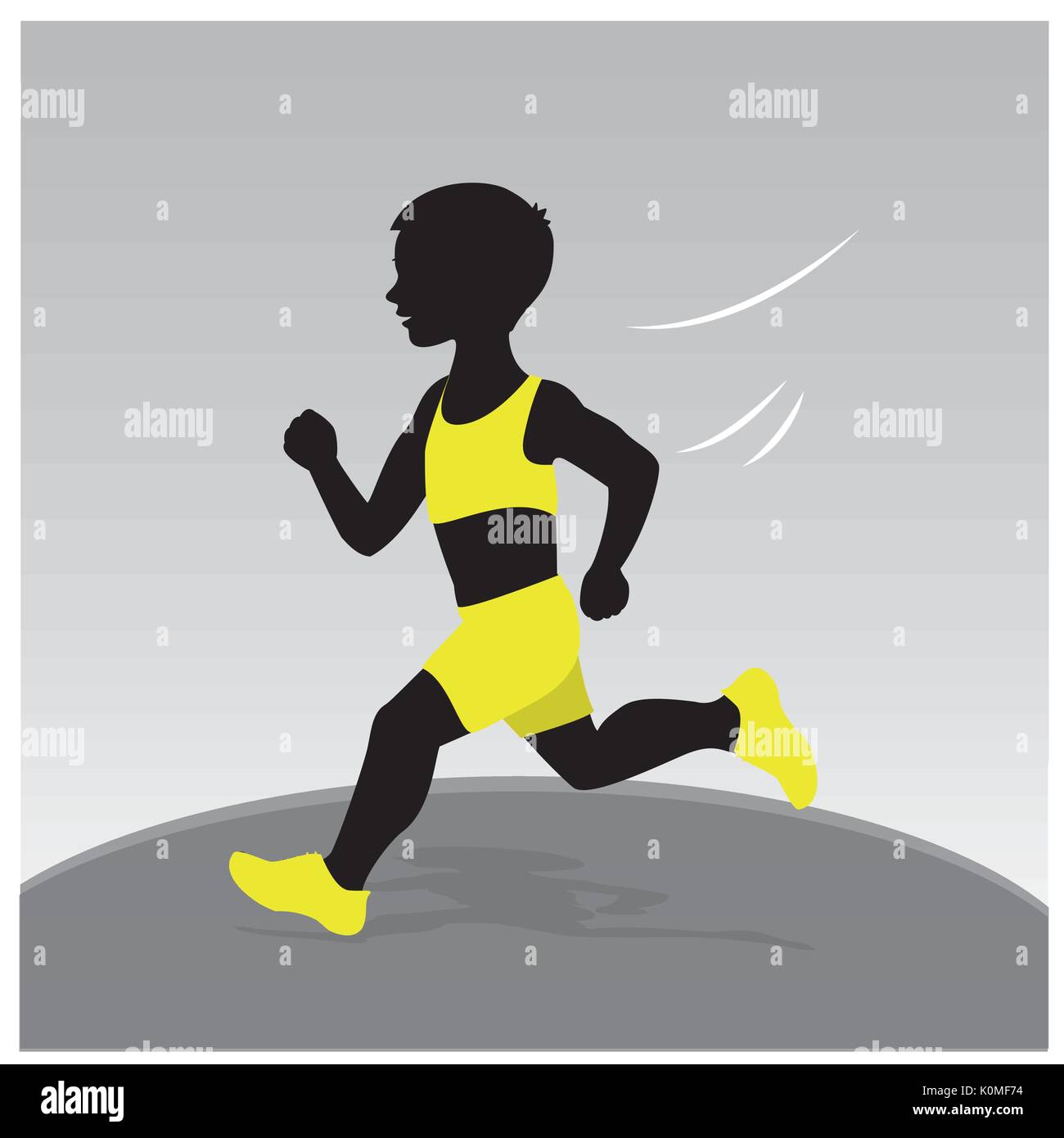 Vector Illustration , Silhouettes of boys running Stock Vector