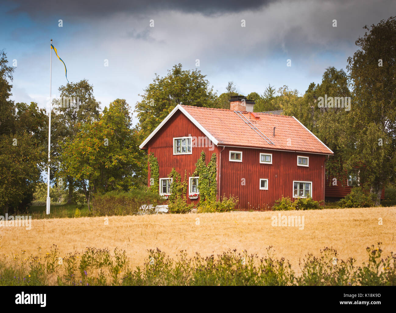 Swedish wooden house Stock Photo