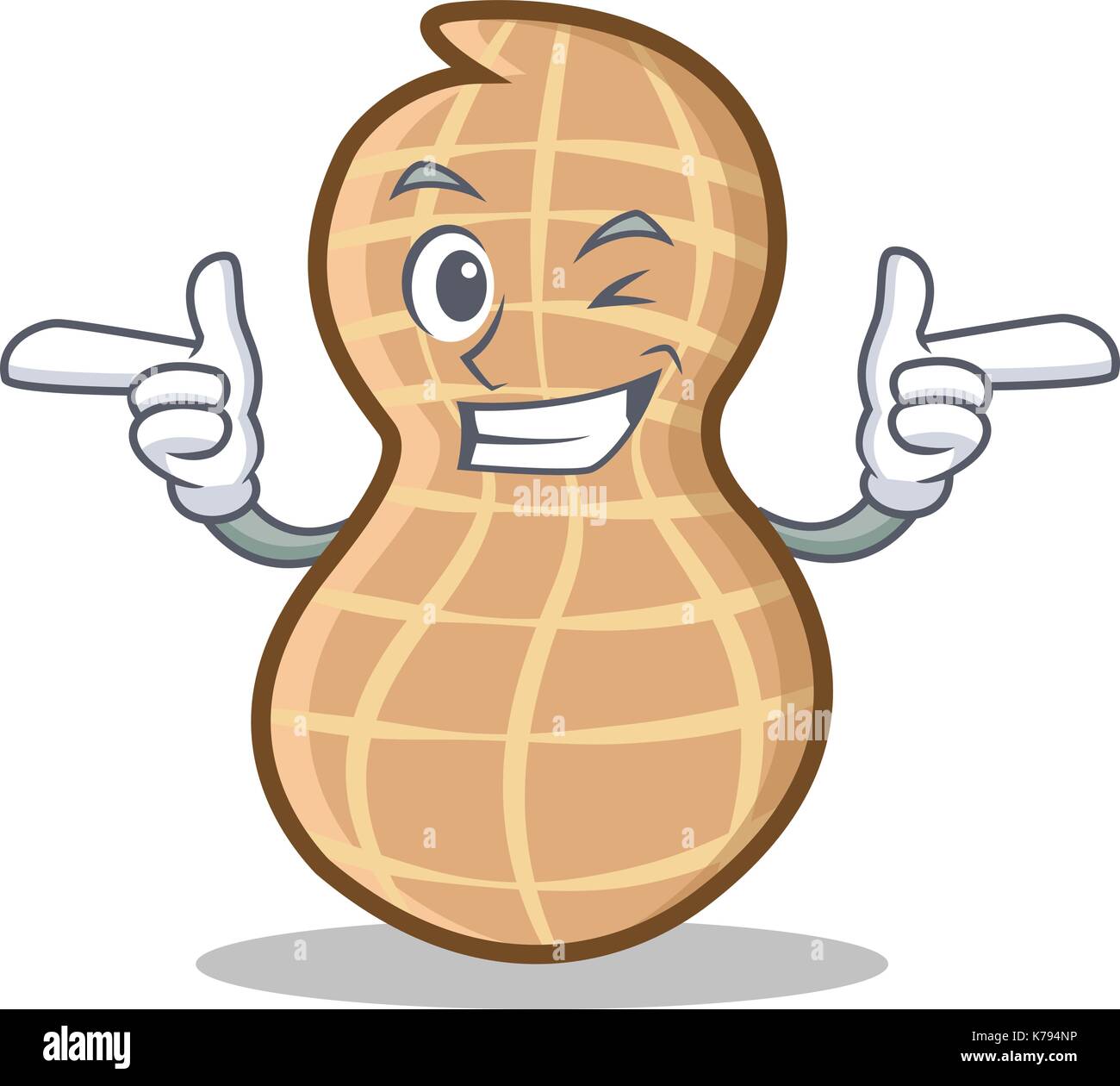 Wink peanut character cartoon style Stock Vector