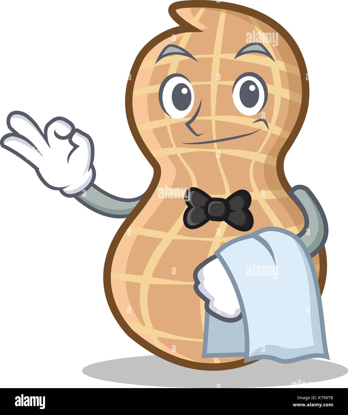 Waiter peanut character cartoon style Stock Vector