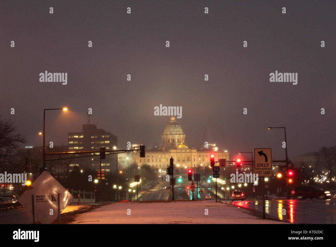 An image of the Capital of Minnesota during a misty morning. Stock Photo