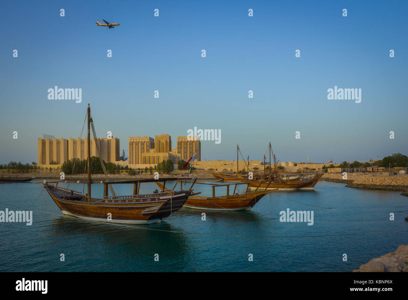 Boats traditional (dhow) in Arabic gulf Stock Photo