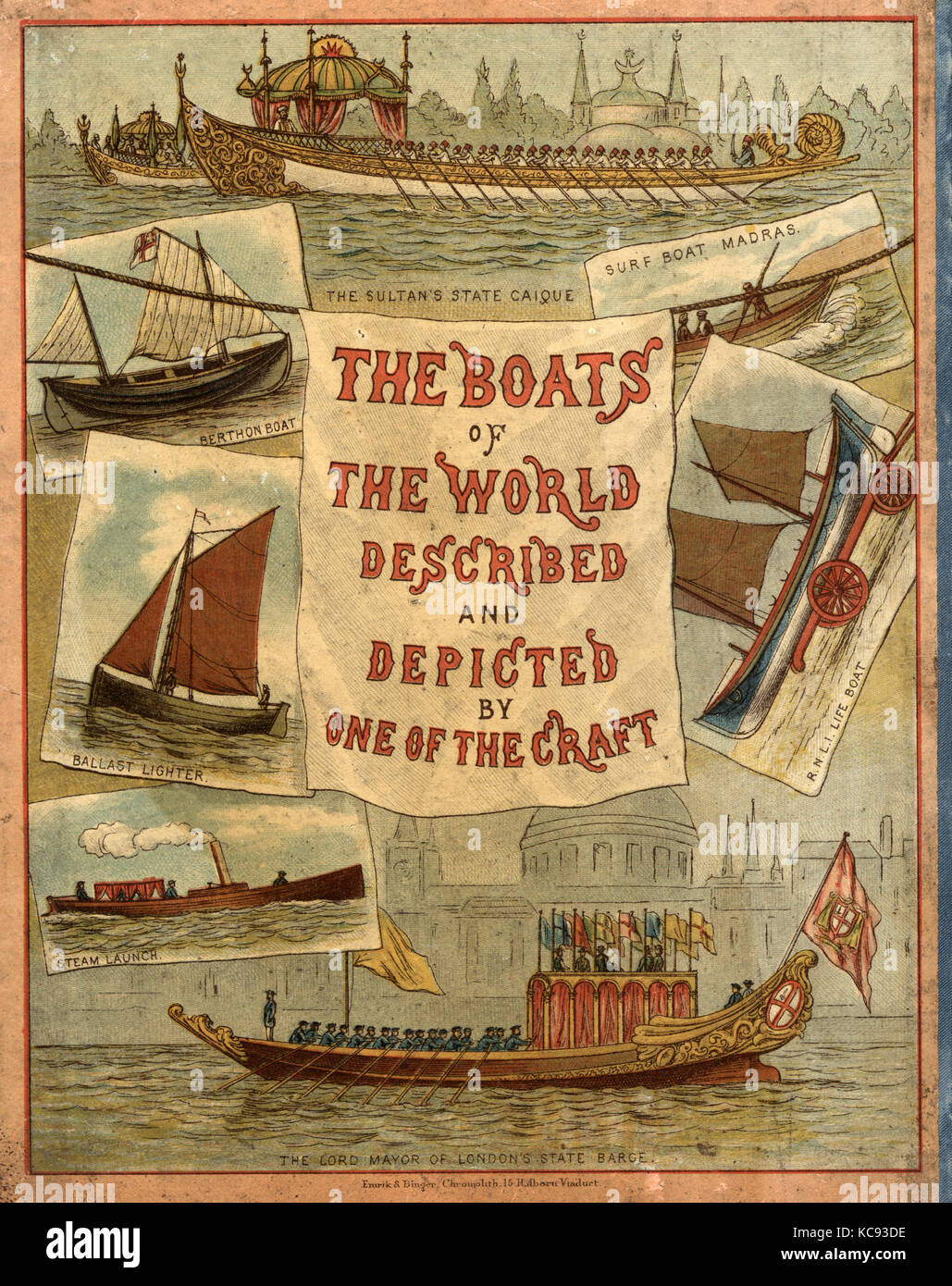 Cover of the Victorian book Boats of the World Stock Photo