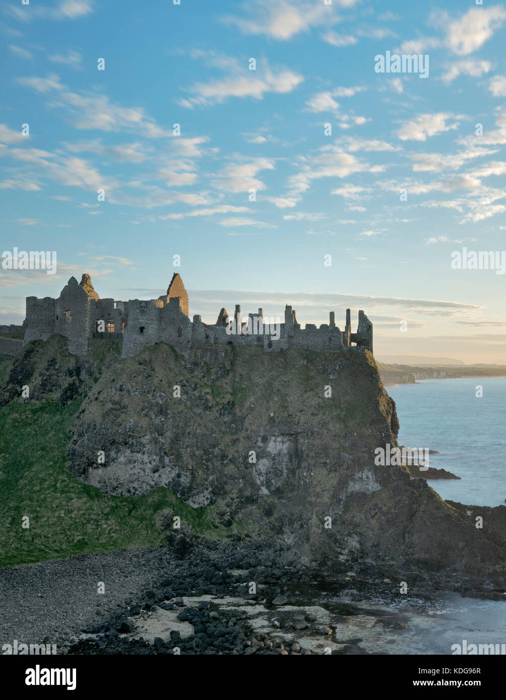 Dunluce Castle,at sunset. Northern Ireland. Stock Photo