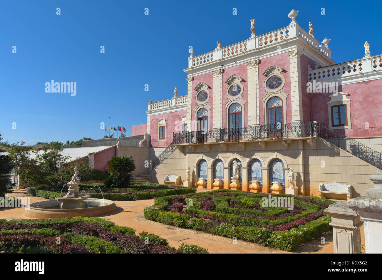 Estoi Palace in the village of Estoi. Landmark, hotel and national monument which is a great example of Romantic architecture Stock Photo