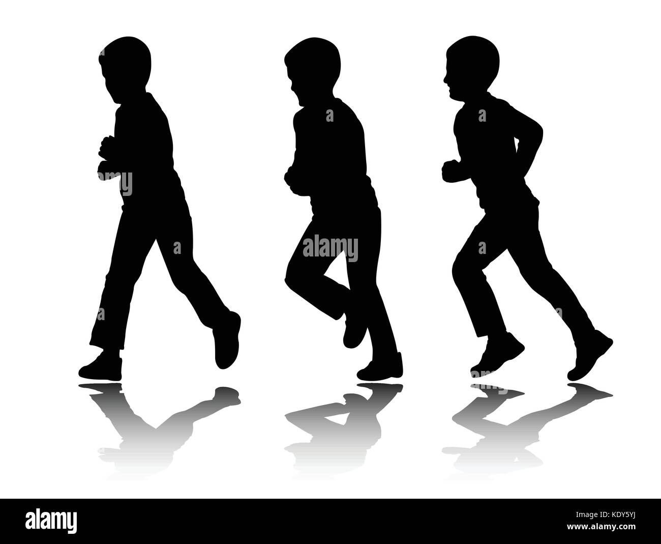 silhouettes of boy running - vector Stock Vector