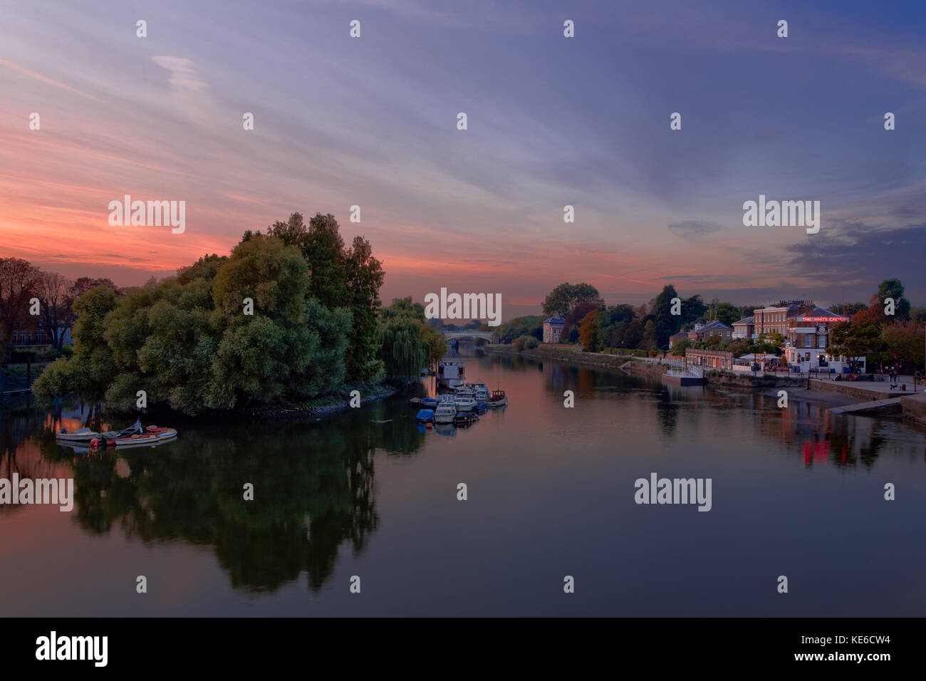 Corporation Island and St Helena Pier in Richmond, London. Stock Photo