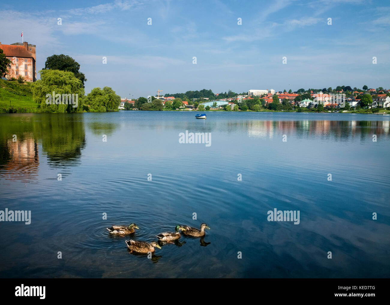 Kolding castle and lake, Denmark Stock Photo