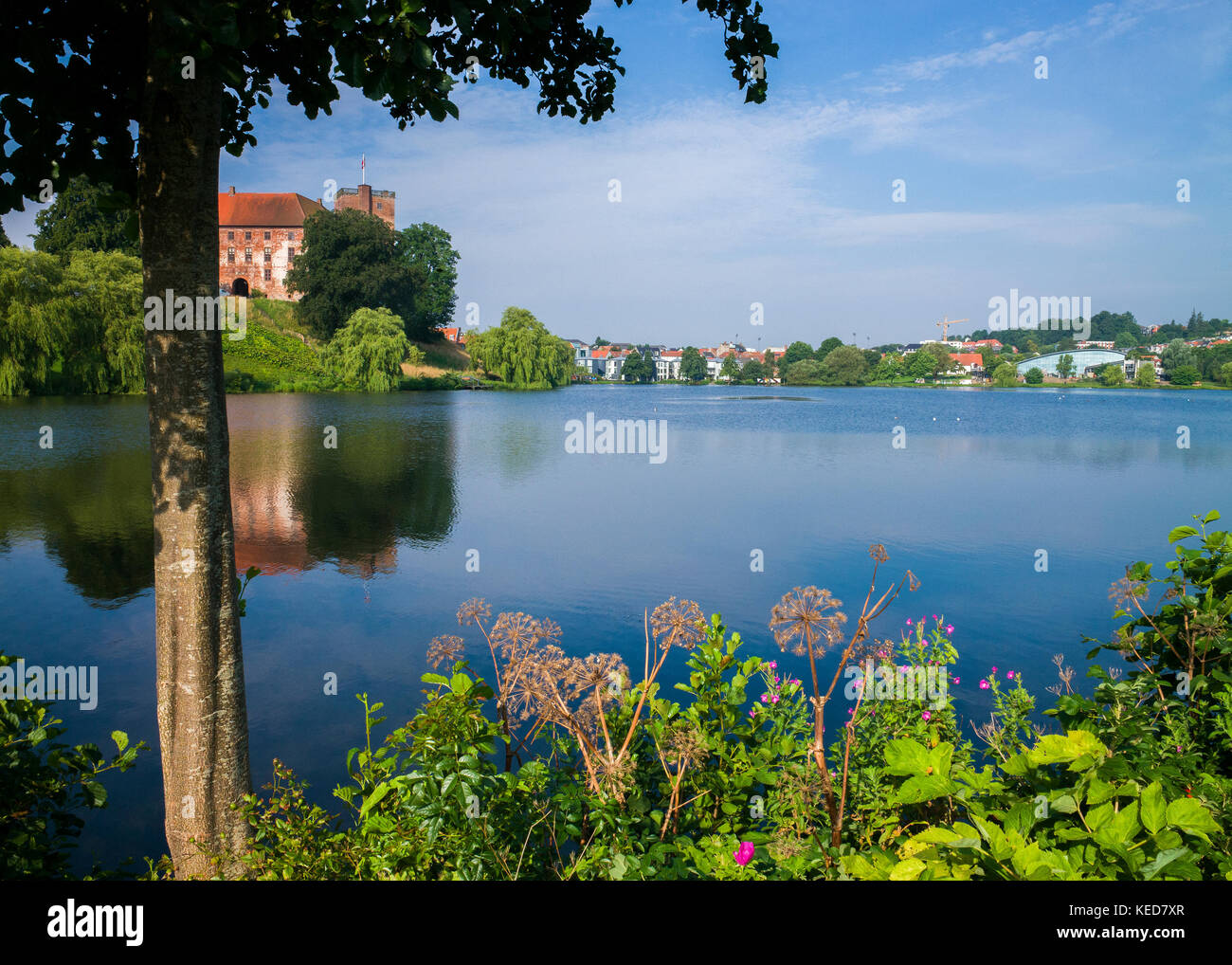 Kolding castle and lake, Denmark Stock Photo