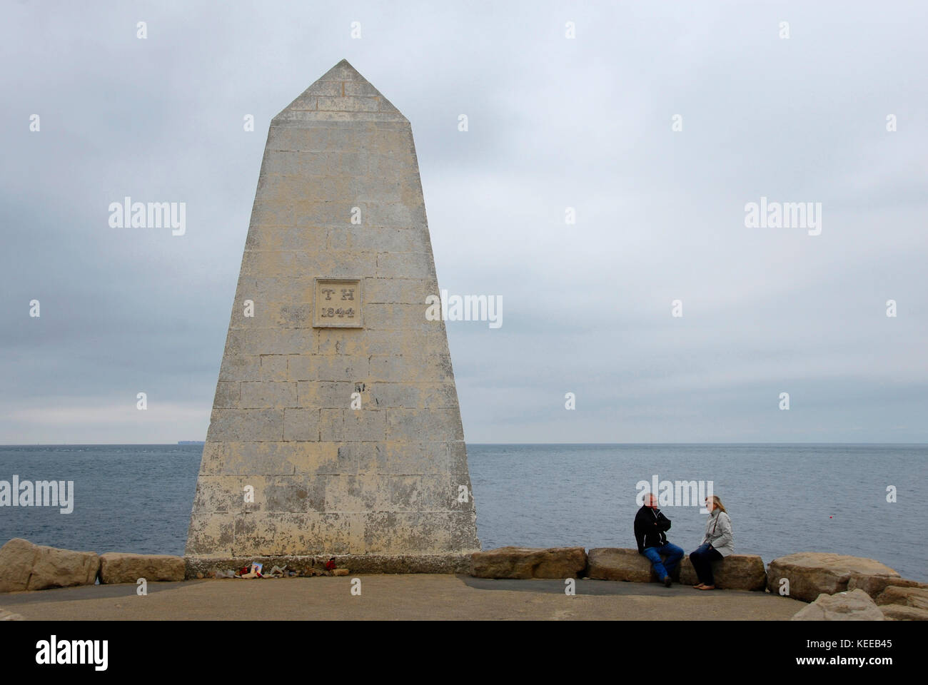 Trinity House obelisk, Portland Bill, Dorset, England Stock Photo