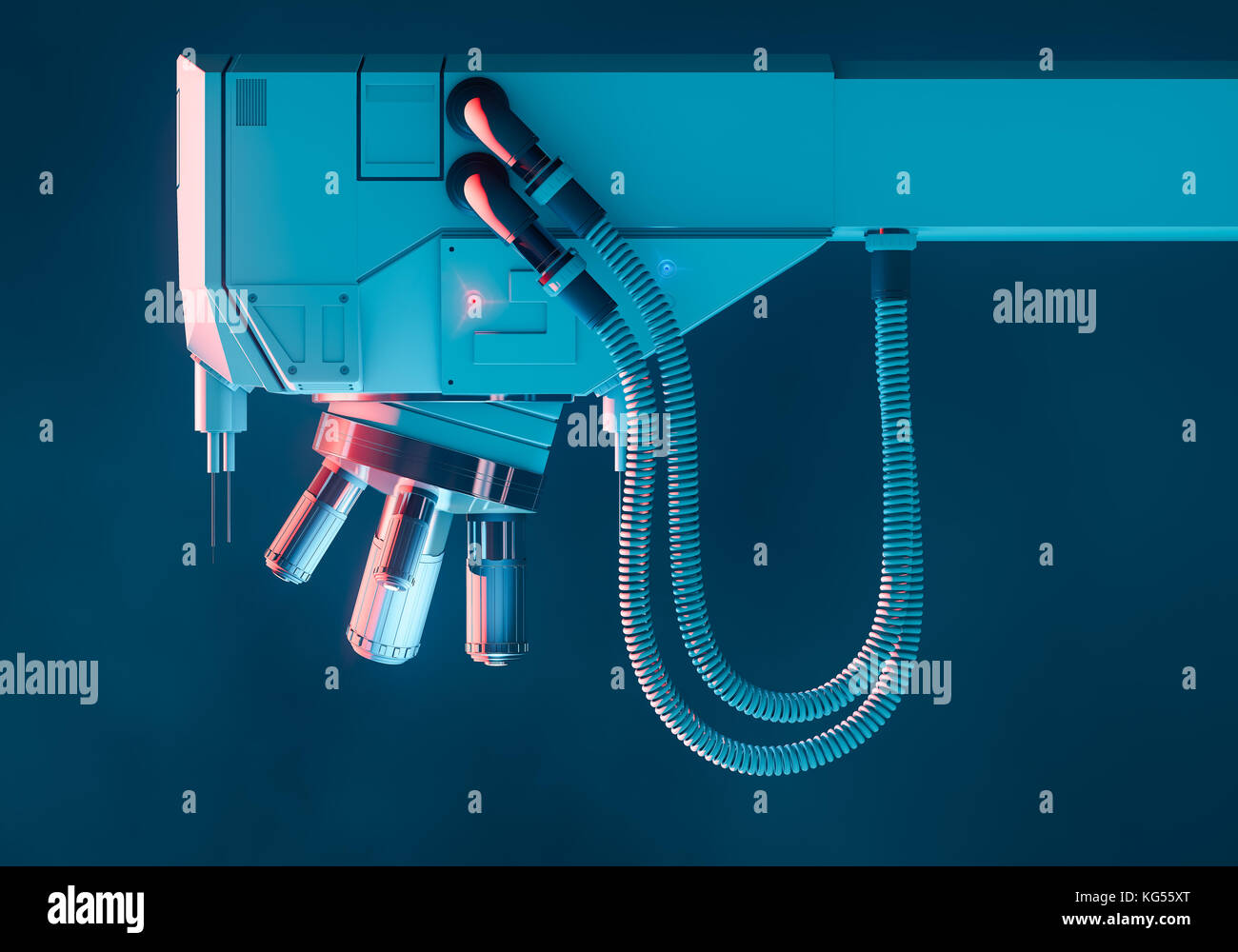 Optical electron scanning microscope concept art, 3D illustration Stock Photo